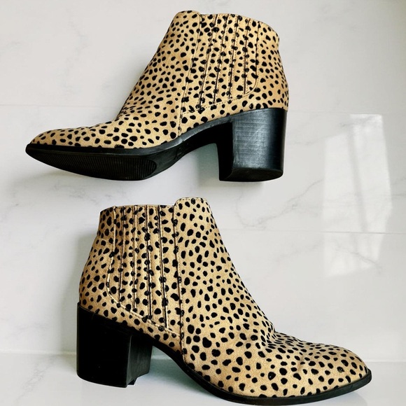 Qupid Shoes - Qupid booties animal print Leopard  SZ 7 slip on comfort 2  inch heel almond toe